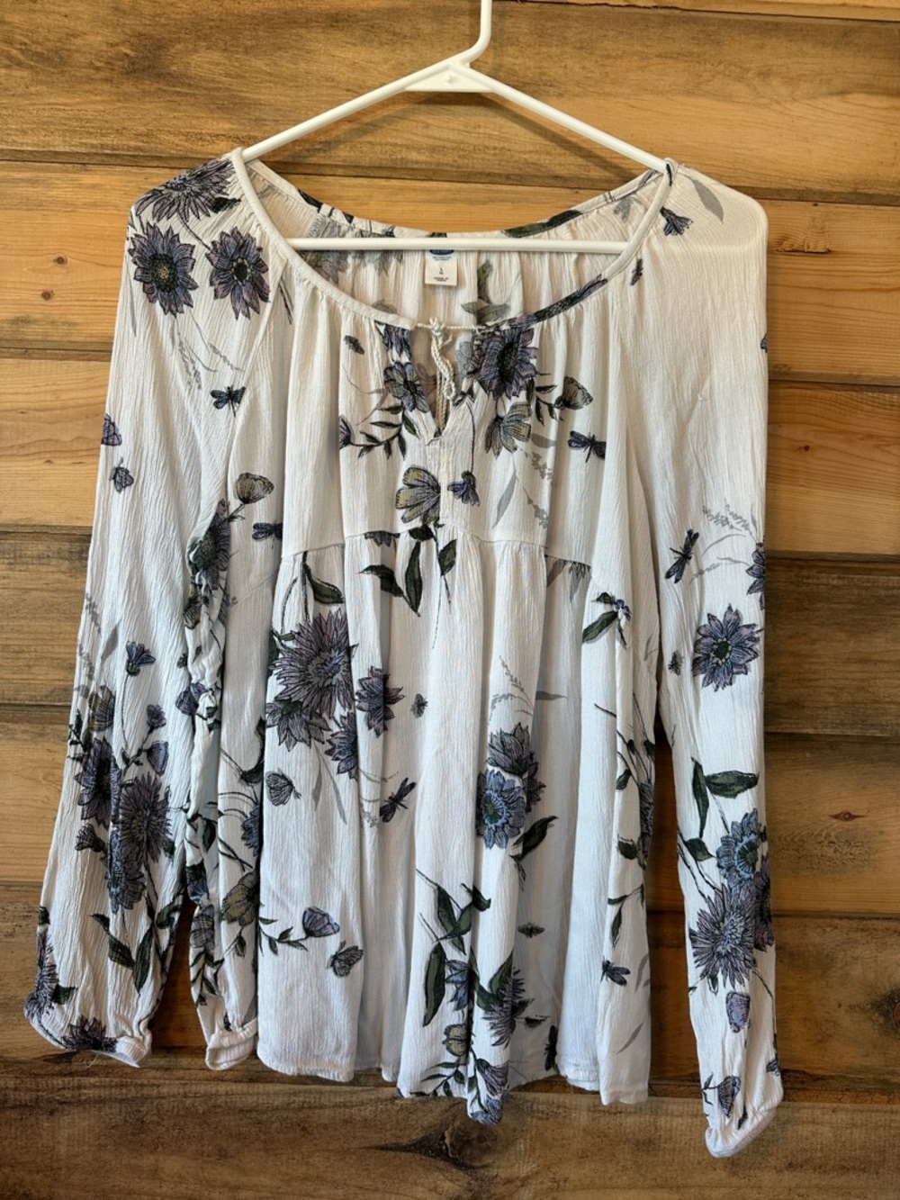 Old Navy White Tunic with Lavender Floral Design